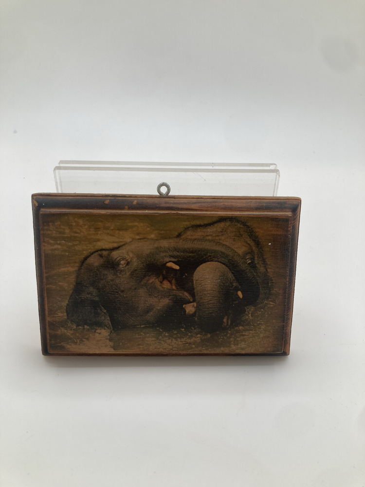 Vintage Elephant Wall Plaque on Wood – Rustic Animal Art Print